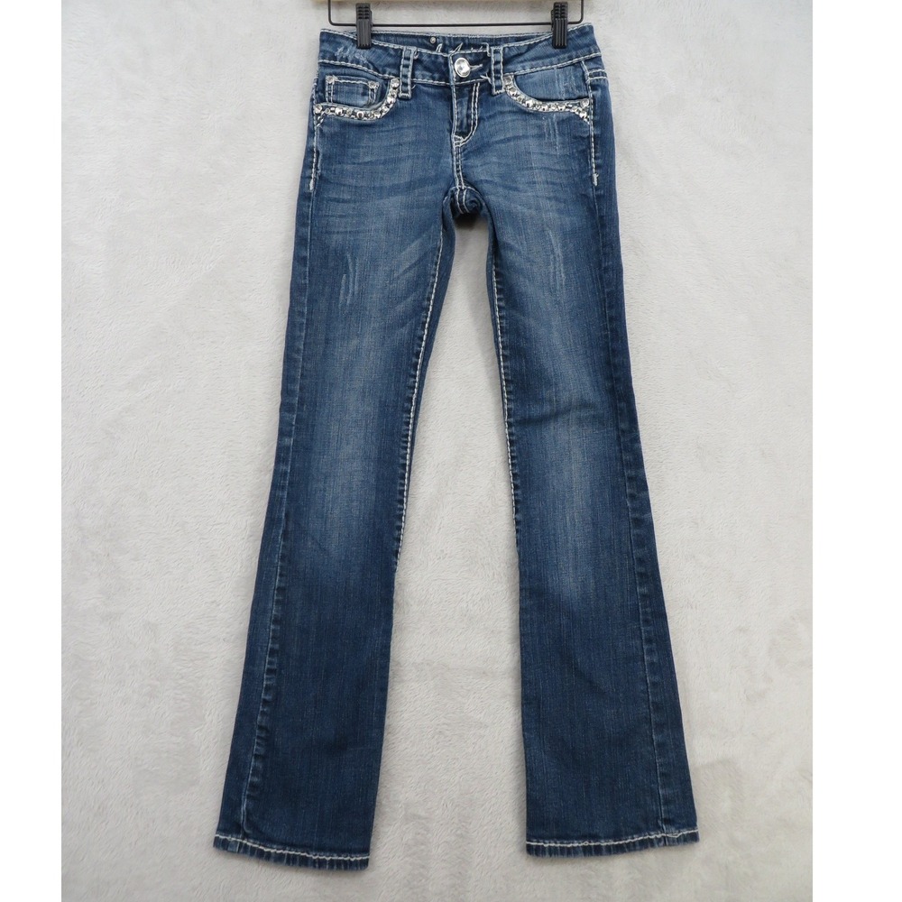 L.A. Idol Jeans Womens Size 1 Rhinestone Bling Bootcut Y2K McBling Western Denim